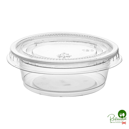 Choice 1.5 oz. Clear Plastic Souffle Cup / Portion Cup with PET Plastic Lid - 100/Case