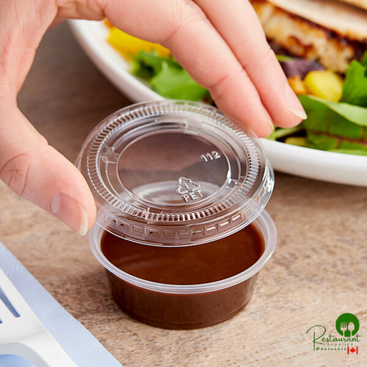 Choice 1.5 oz. Clear Plastic Souffle Cup / Portion Cup with PET Plastic Lid - 100/Case