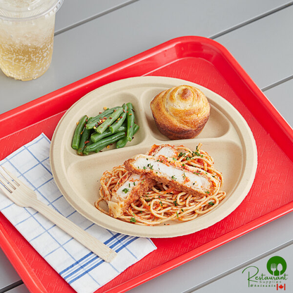 Tellus Products 9" Compostable Fiber 3-Compartment Plate - 500/Case
