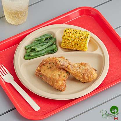Tellus Products 10" Compostable Fiber 3-Compartment Plate - 500/Case