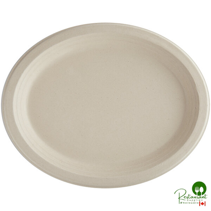 World Centric 12" No PFAS Added Oval Compostable Plant Fiber Plate with LeafPlus - 500/Case