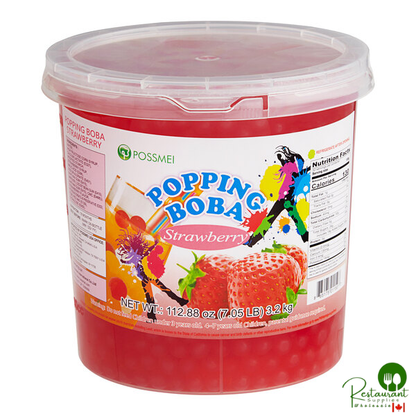 Possmei Strawberry Popping Boba 7.05 lb. - 4/Case