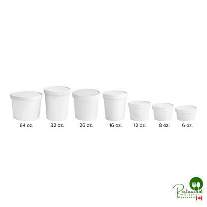 Choice 64 oz. Double Poly-Coated White Paper Food Cup with Vented Paper Lid - 25/Pack