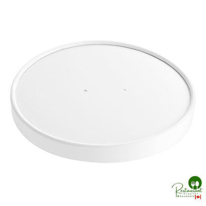 Choice 64 oz. White Paper Soup / Hot Food Cup Vented Lid - 25/Pack