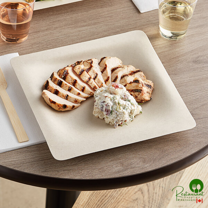 World Centric 9" No PFAS Added Square Compostable Plant Fiber Plate - 500/Case