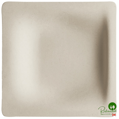 World Centric 9" No PFAS Added Square Compostable Plant Fiber Plate - 500/Case