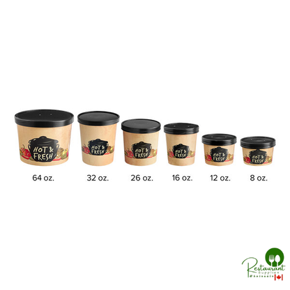 Choice 64 oz. Medley Double Poly-Coated Paper Soup / Hot Food Cup with Vented Paper Lid - 25/Pack
