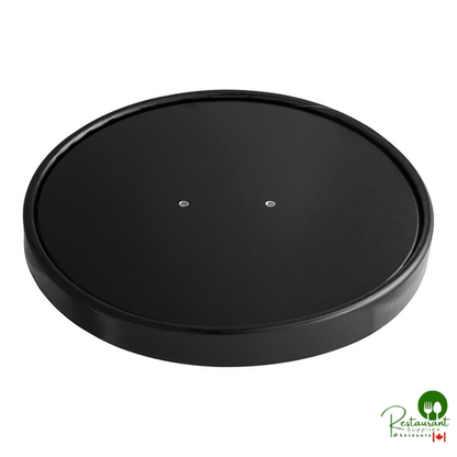 Choice 64 oz. Black Paper Soup / Hot Food Cup Vented Lid - 25/Pack