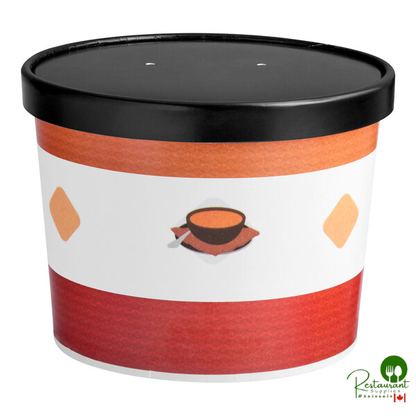 Choice 64 oz. Soup Design Double Poly-Coated Paper Soup / Hot Food Cup with Vented Paper Lid - 25/Pack
