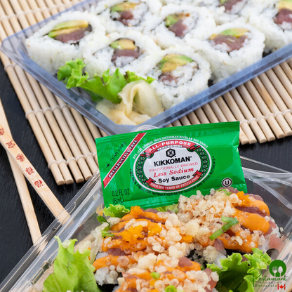 Kikkoman Less Sodium Preservative Free Soy Sauce 6 mL Packet - 200/Case