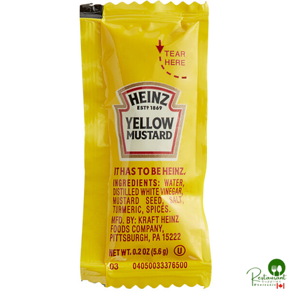 Heinz 5.6 Gram Yellow Mustard Packets - 200/Case