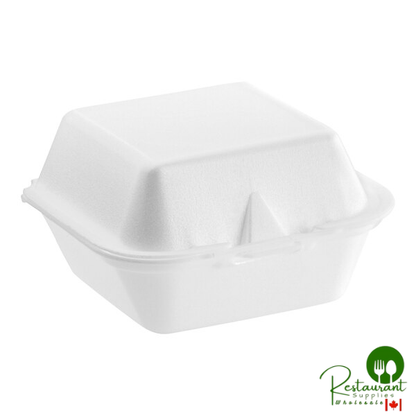 Genpak White Hinged Lid Foam Container 5 13/16" x 5 11/16" x 3 1/8" - 500/Case