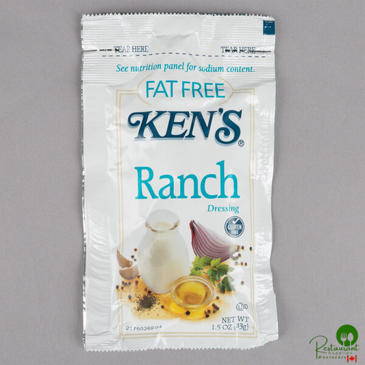 Ken's Foods 1.5 oz. Fat Free Ranch Dressing Packet - 60/Case