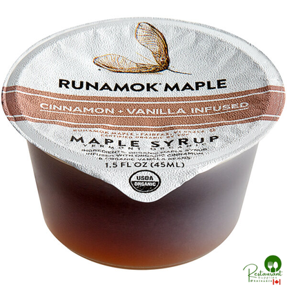 Runamok Grade A Amber Cinnamon and Vanilla-Infused Maple Syrup Single-Serve Cup 1.5 fl. oz. - 100/Case