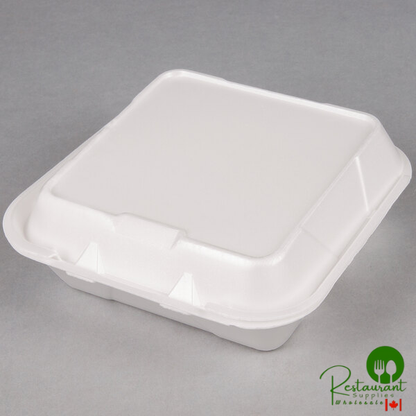 Genpak SN243-WHT 8 1/4" x 8" x 3" White Medium 3-Compartment Foam Snap-It Hinged Lid Container - 200/Case