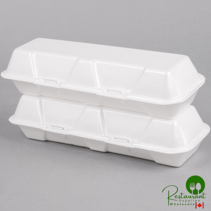 Genpak 26600 13" x 4 1/2" x 3" White Extra Large Hinged Lid Foam Hoagie / Sub Container - 200/Case