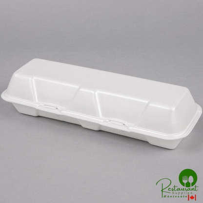 Genpak 26600 13" x 4 1/2" x 3" White Extra Large Hinged Lid Foam Hoagie / Sub Container - 200/Case