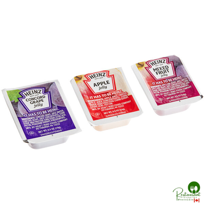 Heinz Apple, Mixed Fruit, and Grape Jelly 0.5 oz Portion Cups - 200/Case
