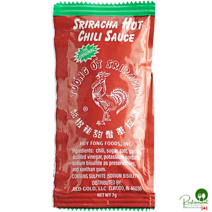 Huy Fong 7 Gram Sriracha Hot Chili Sauce Packet - 500/Case