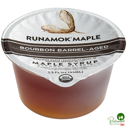 Runamok Grade A Amber Bourbon Barrel-Aged Maple Syrup Single-Serve Cup 1.5 fl. oz. - 100/Case