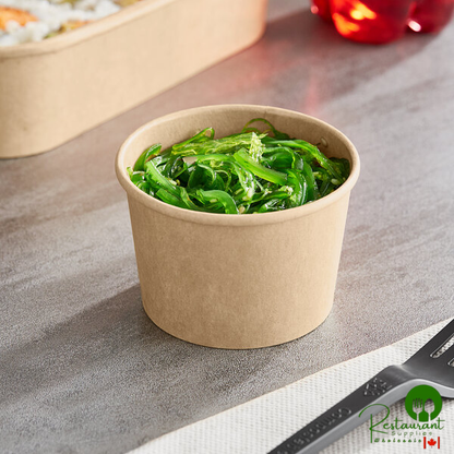 Choice 4 oz. Round Kraft PE-Lined Microwavable Take-Out Container 3" x 1 13/16" - 50/Pack