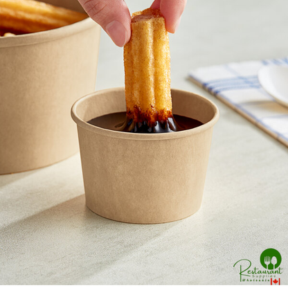 Choice 4 oz. Round Kraft PE-Lined Microwavable Take-Out Container 3" x 1 13/16" - 50/Pack