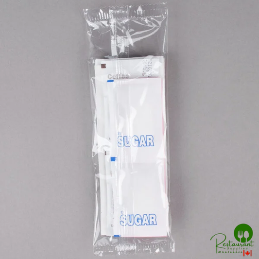 Double Serving Hot Beverage Condiment Kit with Napkin and Clear Packaging - 500/Case