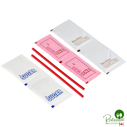 Double Serving Hot Beverage Condiment Kit with Black / Gold Packaging - 500/Case