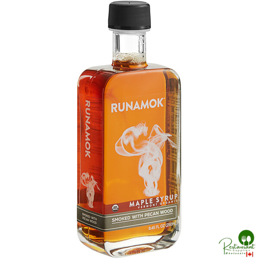 Runamok Grade A Amber Maple Syrup Smoked with Pecan Wood 8.45 fl. oz. (250 mL) - 6/Case