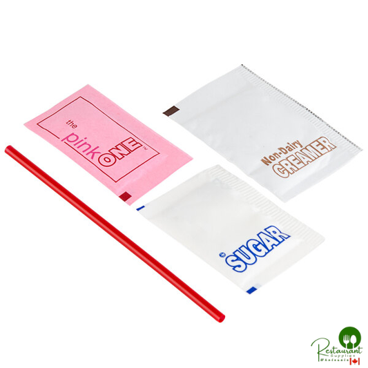 Single Serving Hot Beverage Condiment Kit with Black / Gold Packaging - 500/Case