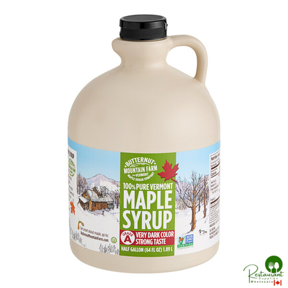 Butternut Mountain Farm Grade A Very Dark Pure Vermont Maple Syrup 0.5 Gallon - 6/Case