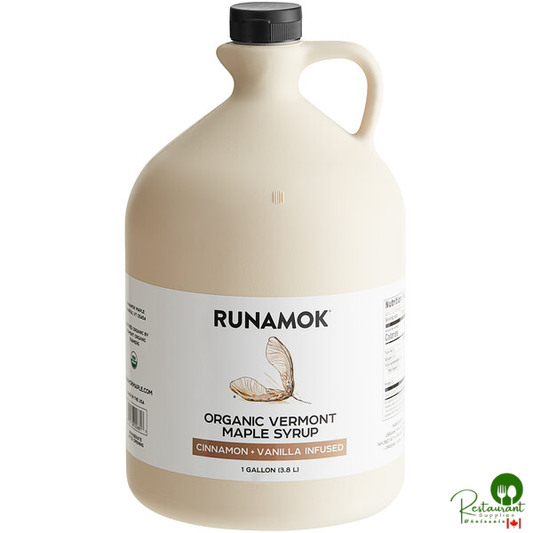 Runamok Grade A Amber Cinnamon and Vanilla-Infused Maple Syrup 1 Gallon - 4/Case