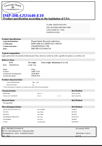 Gertrude Hawk Peanut Butter 1M Baking Chips – 30 lb