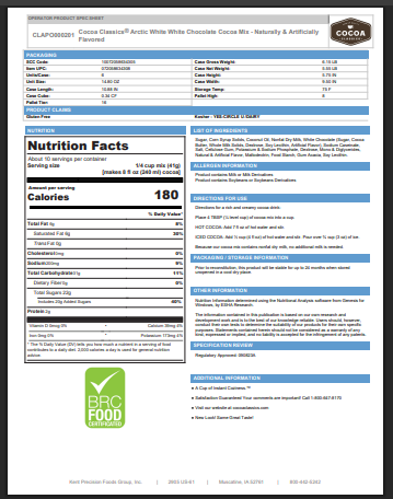 Cocoa Classics White Chocolate Cocoa Mix 14.8 oz – 6/Case | Creamy Arctic Hot Chocolate