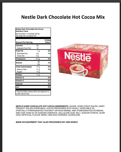 Nestle Dark Chocolate Hot Cocoa Mix Packets – 50 Count Box (6/Case) | Rich & Creamy Instant Hot Chocolate