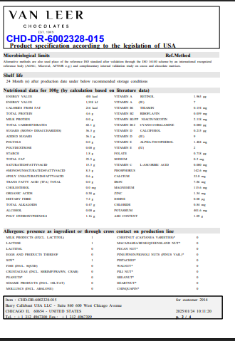 Van Leer Semi-Sweet 1M Chocolate Chips – 22 lb Bulk