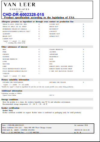 Van Leer Semi-Sweet 1M Chocolate Chips – 22 lb Bulk