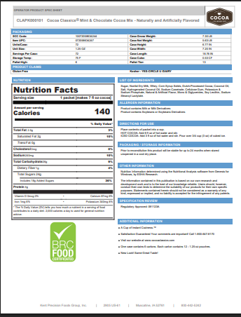 Cocoa Classics Mint and Chocolate Cocoa Mix Packet – 72/Case